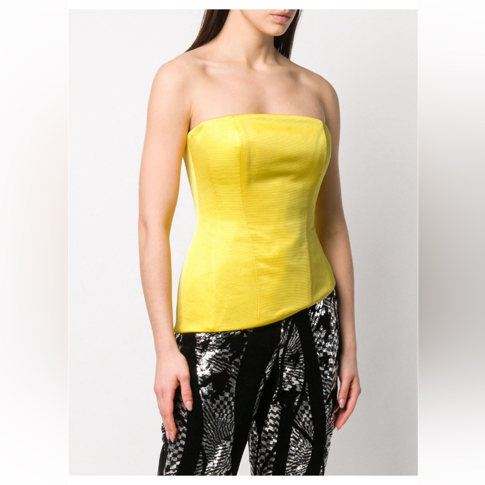 Halpern asymmetrical strapless top